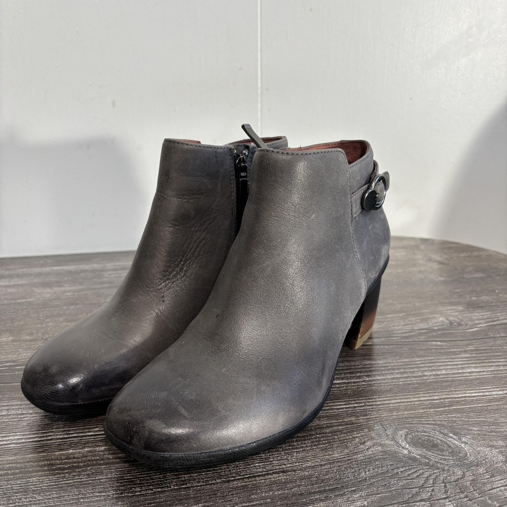 Dansko Booties Womens Size‎ 38 Gray Leather Waterproof Ankle Zip Block Heel